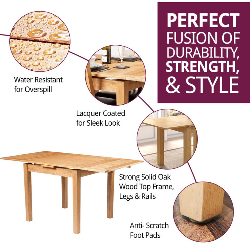 Hatcher Extendable Oak Solid Wood Dining Table