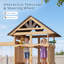 Balançoire en bois avec glissade, mur d'escalade et cabane de jeux — Aire de jeux extérieure pour enfants