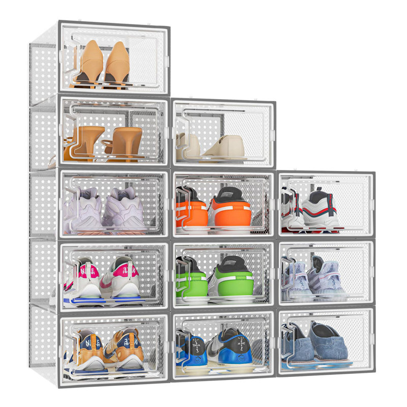 Bertrad 12 Pair Shoe Storage Box, Grey