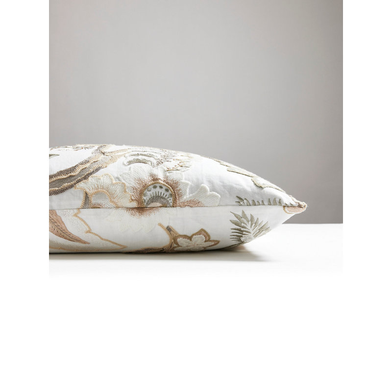 Hillside Linen Floral Square Pillow Cover & Insert, Ivory