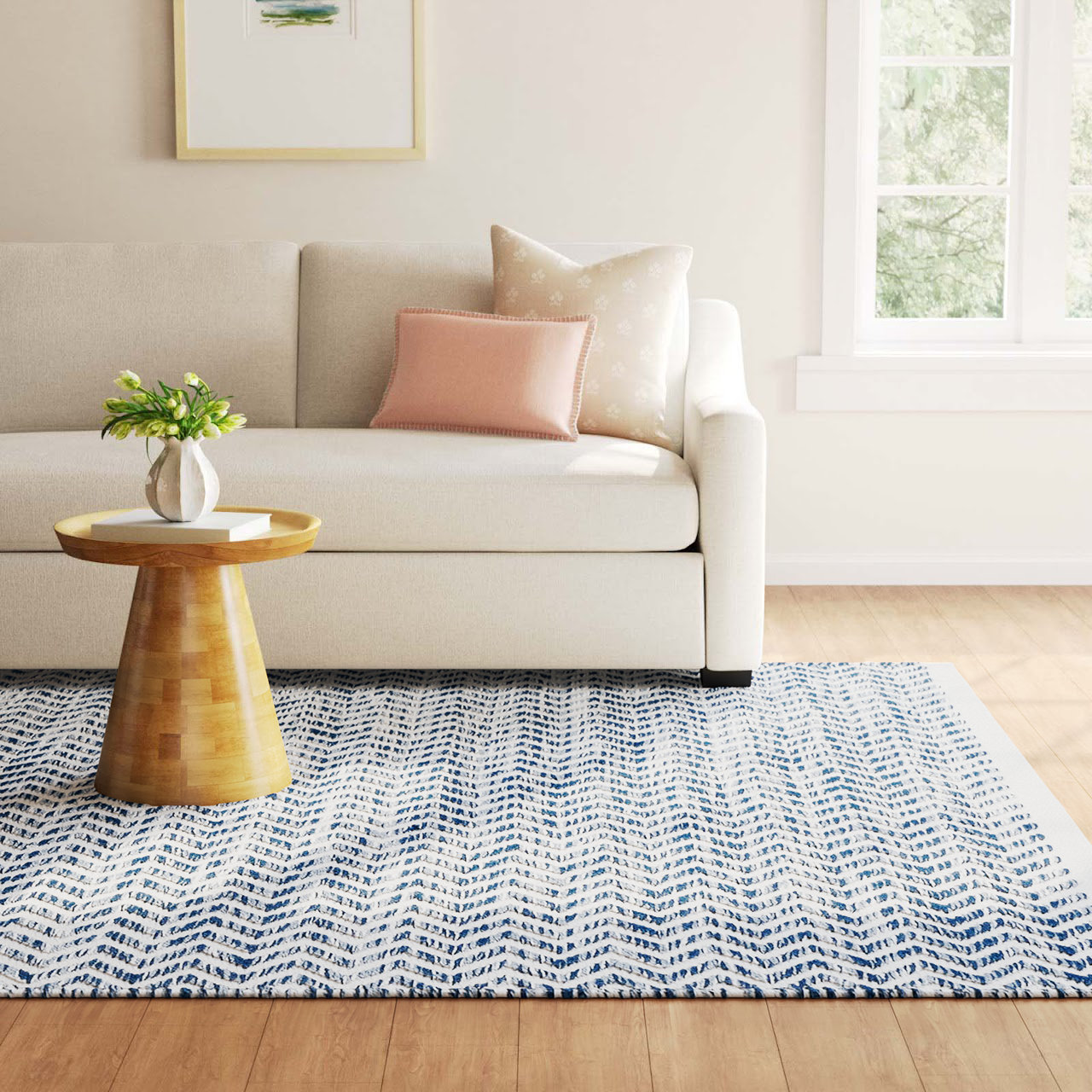Coastal Blue Handwoven Indoor/Outdoor Rug, Rectangle 3' x 5'