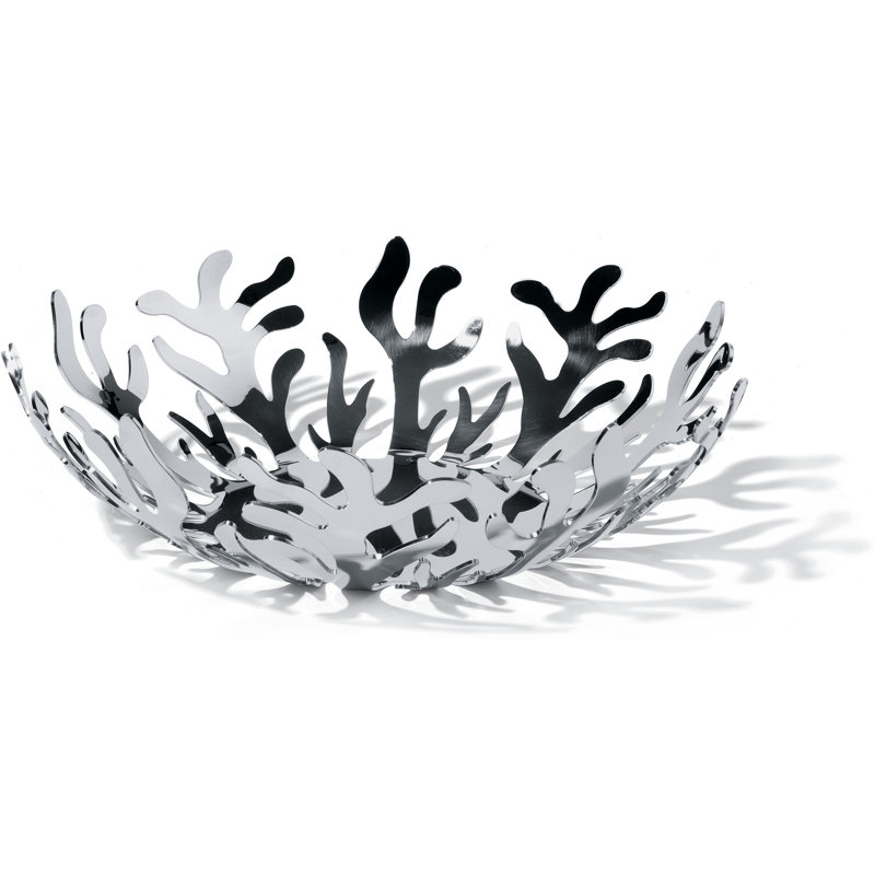 Alessi Stainless Steel Fruit Bowl, 9.5cm H x 21cm W x 21cm D, Polished Mirror