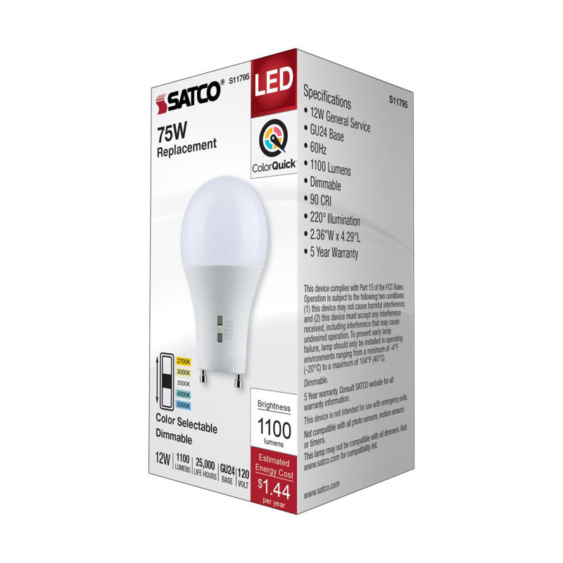 12 Watt White LED Bulb, 75 Watt Equivalent