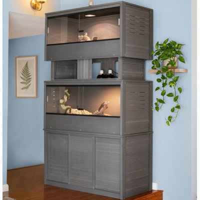 Four piece Set, Two Reptile Enclosures with Stand and Stacker
