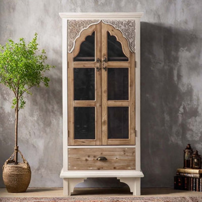 Old Style Carved Storage Cabinet Bookcase