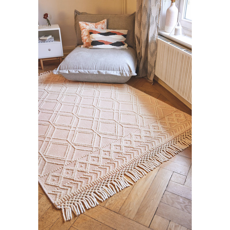 Macrame Geometric Hand Woven Area Rug, Rectangle 190 x 290cm