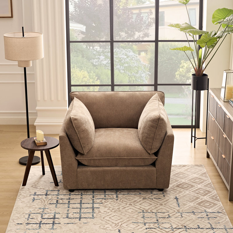 Fauteuil d'appoint rembourré de 44,49 po Heffernan, Chenille kaki