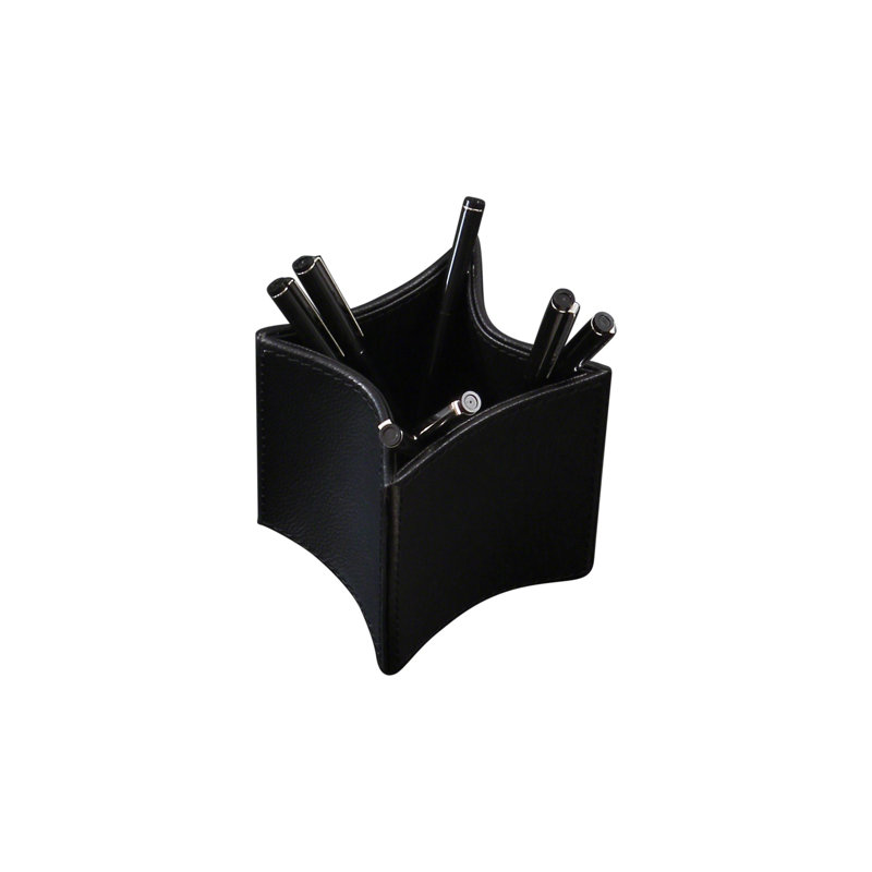 Folded Leather Pencil Cup, Black