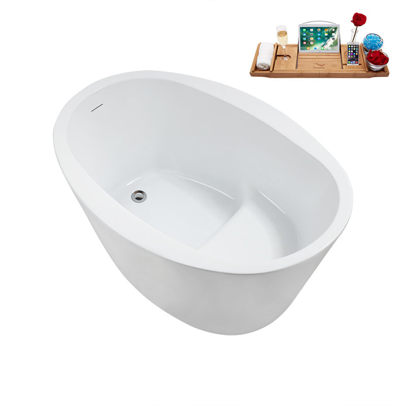 1290.3mm x 899.2mm Soaking Acrylic Bathtub, Polished Chrome