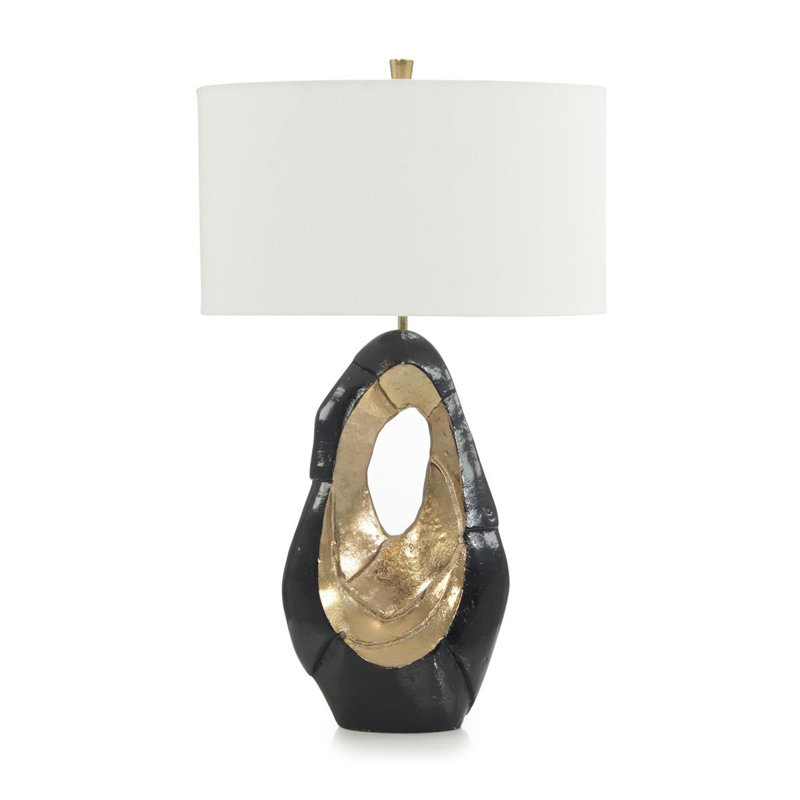 Lampe sculpture noire et or métallique