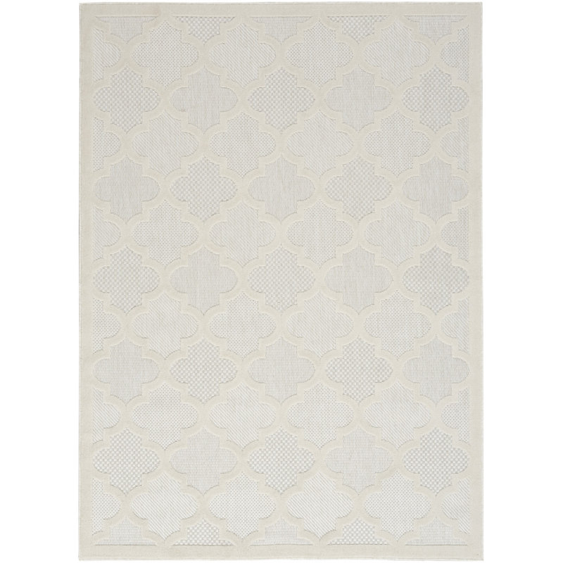 Adianey Red Barrel Studio Easy Care Trellis Ivory/White Indoor/Outdoor Area Rug, Rectangle 4' x 6'