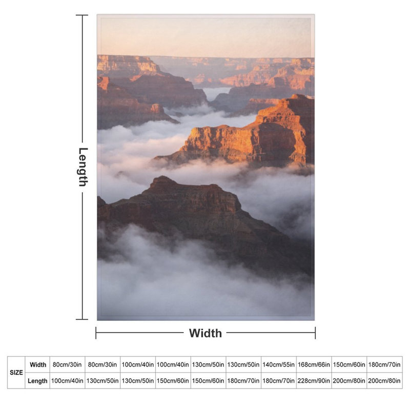 Jeté en flanelle Canyon Peaks Clouds, couverture douce et douce pour le salon, 60 x 80 po