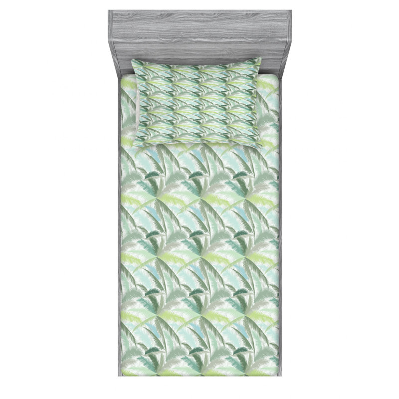 Palm Tree Microfiber Floral Sheet Set, Twin XL Sheet Set with Fitted Sheet