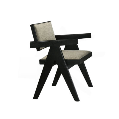 Chaises de salle à manger avec accoudoirs et revêtement en chêne et siège en polyester 2 pièces