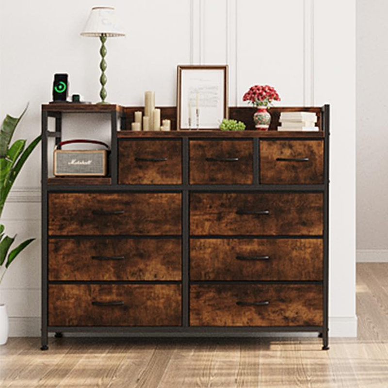 Commode 9 tiroirs Mountview, Brun