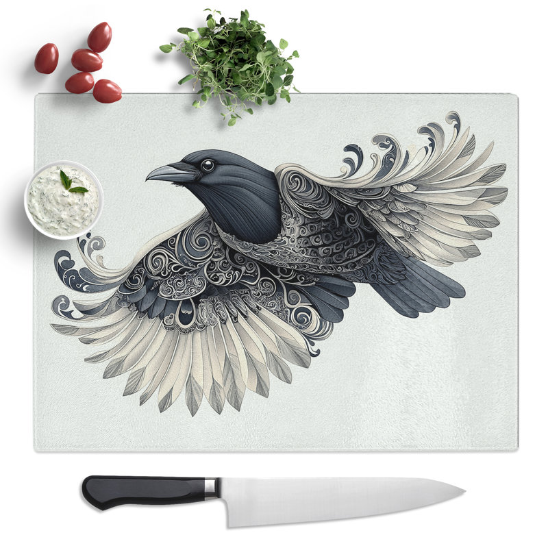 Crow Bird Vol.1  Glass Chopping Board