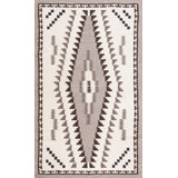 Antique Navajo Native American Medallion White and Black Color Flatweave Rug