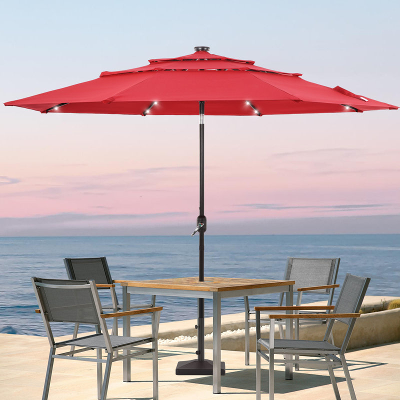 Parasol de marché lumineux 120,1 po Rudalph, Rouge piment
