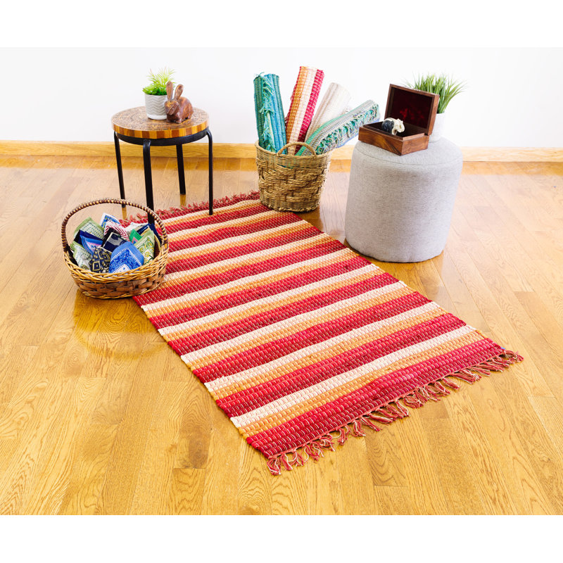 Cotton Striped Indoor Rug, Rectangle 2' x 3'