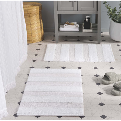 Tapis de bain uni en coton tissé à la main Harper