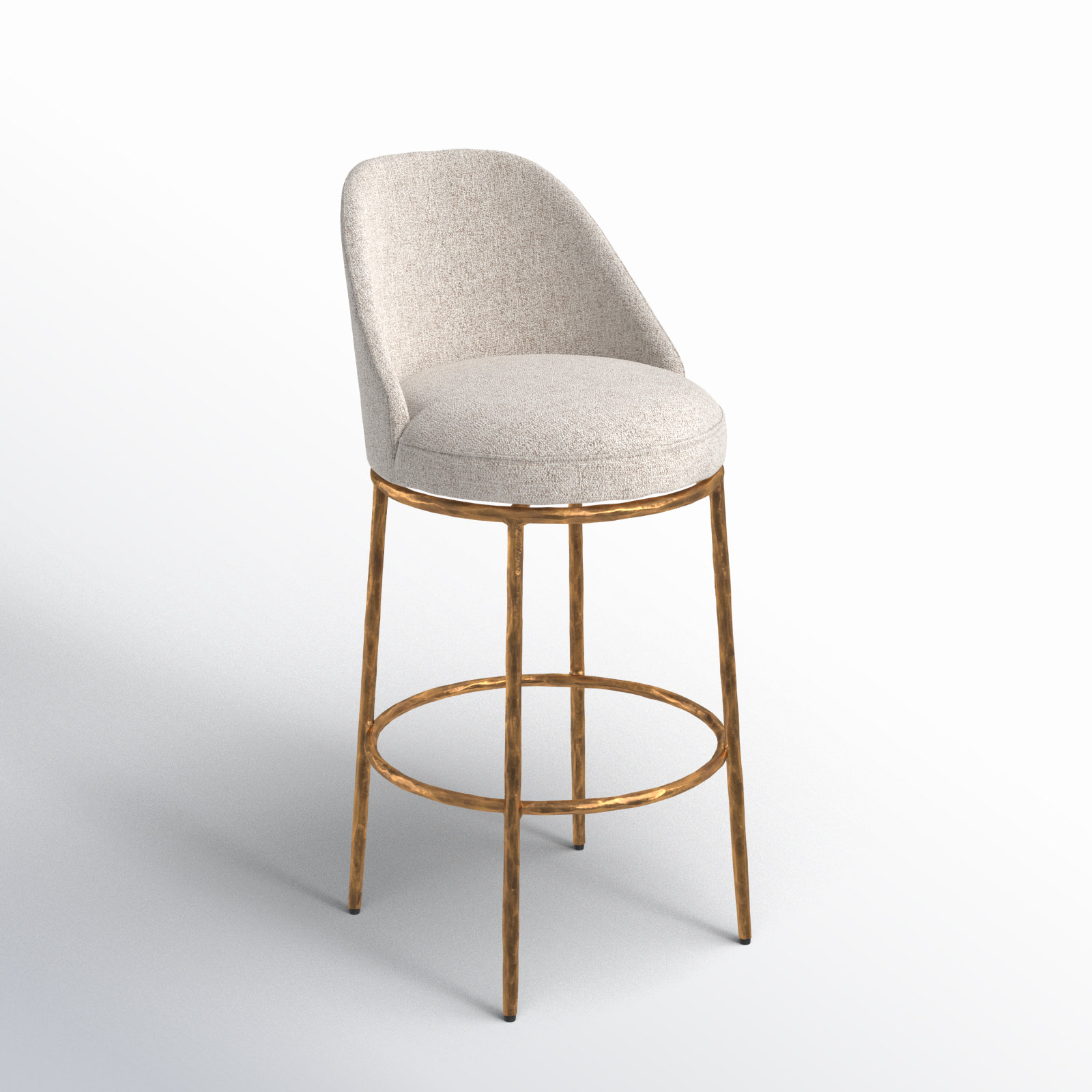 Crush Swivel Bar Stool, Beige/Gold, Bar Stool (31.5” Seat Height)