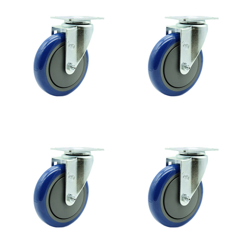 Roulettes en polyuréthane, Bleu