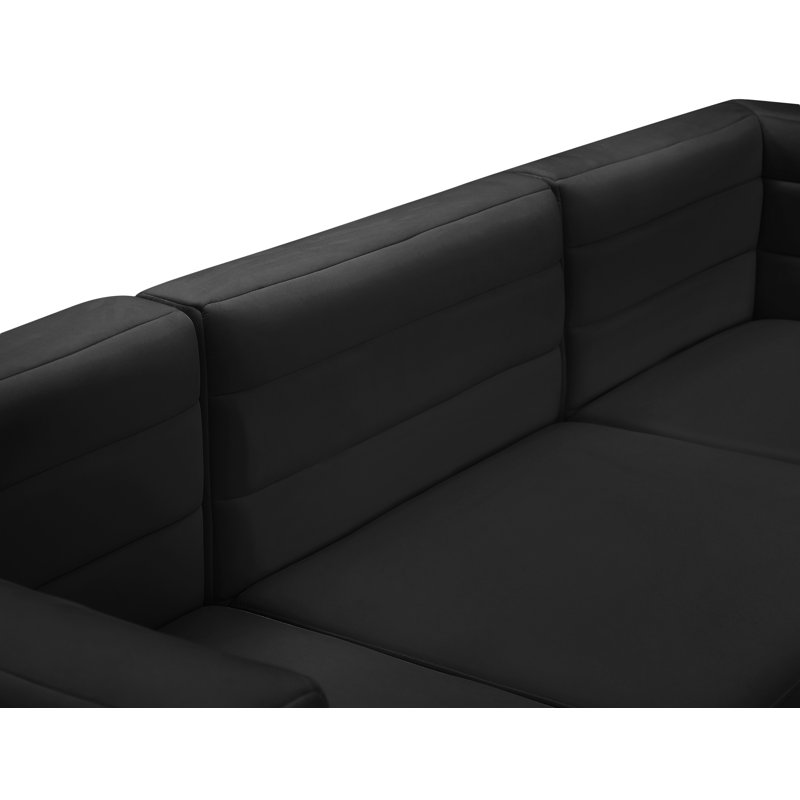 Enso Velvet L-Shaped Sectional Reversible, Black Velvet