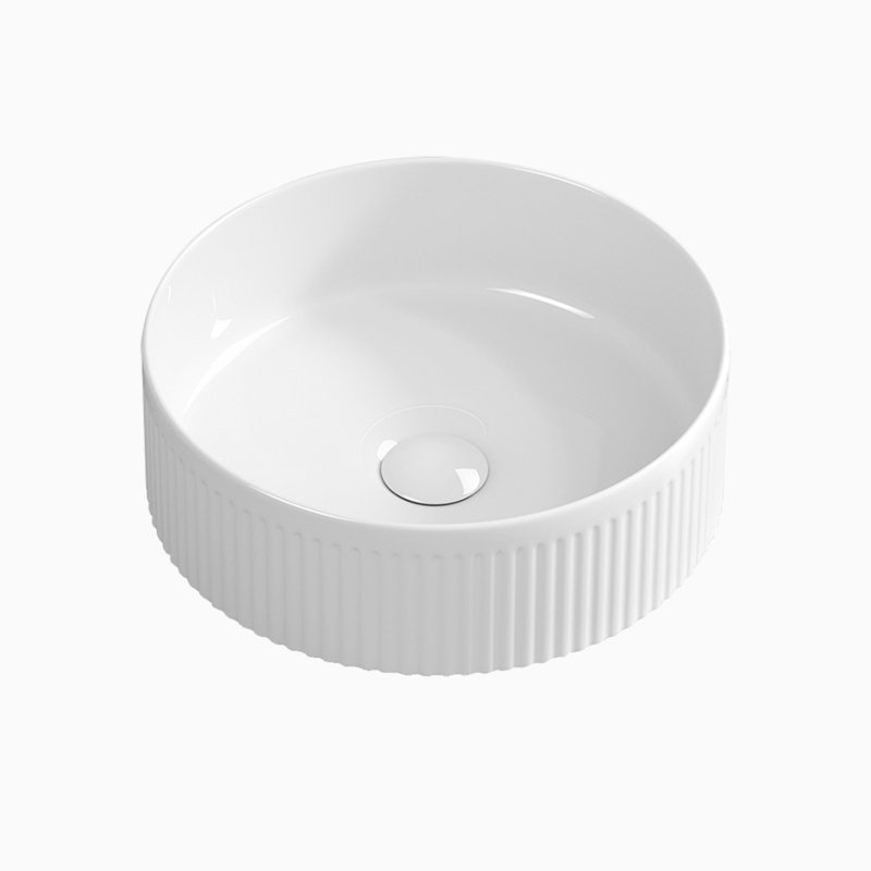 Lavabo vasque de salle de bain rond en céramique blanche 14,57 po Topcraft