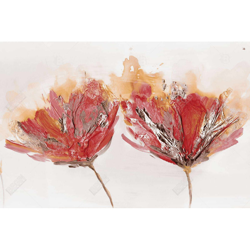 "Fleurs cramoisies et papillon"
