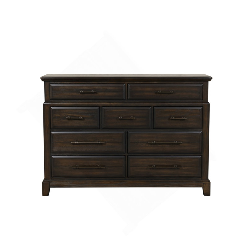 Commode 9 tiroirs, Acajou, H 44,25 po x l 62 po x P 18 po