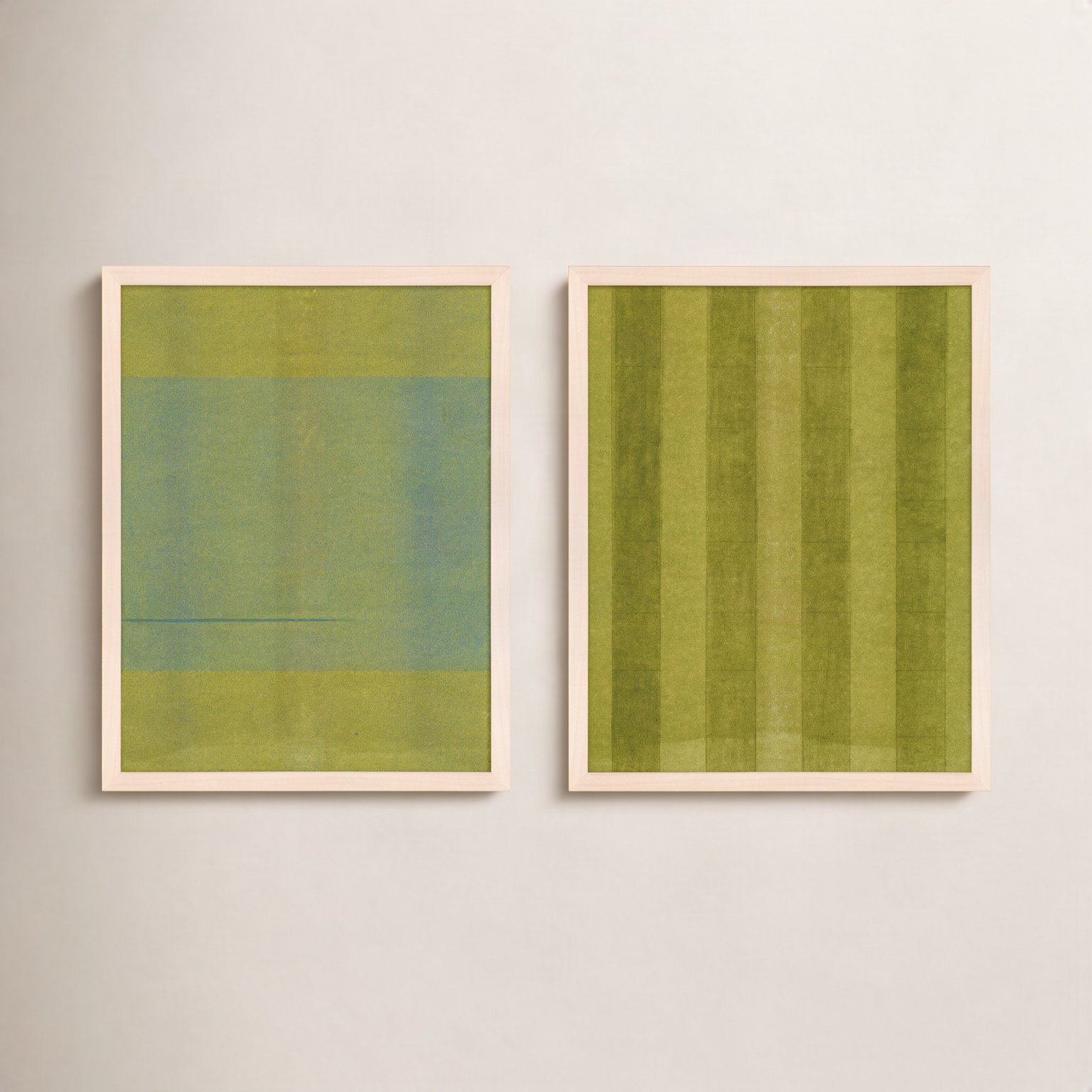 Everglade & Vinyard, Set of 2 by Mo Neuharth - Framed Wall Art, 20" H x 16" W, Framed Print without Mat, Maple