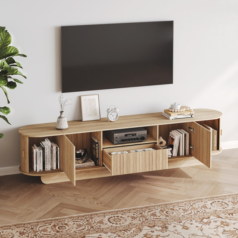 Ebern Designs 86.6" Curved Tv Stand & Reviews | Wayfair