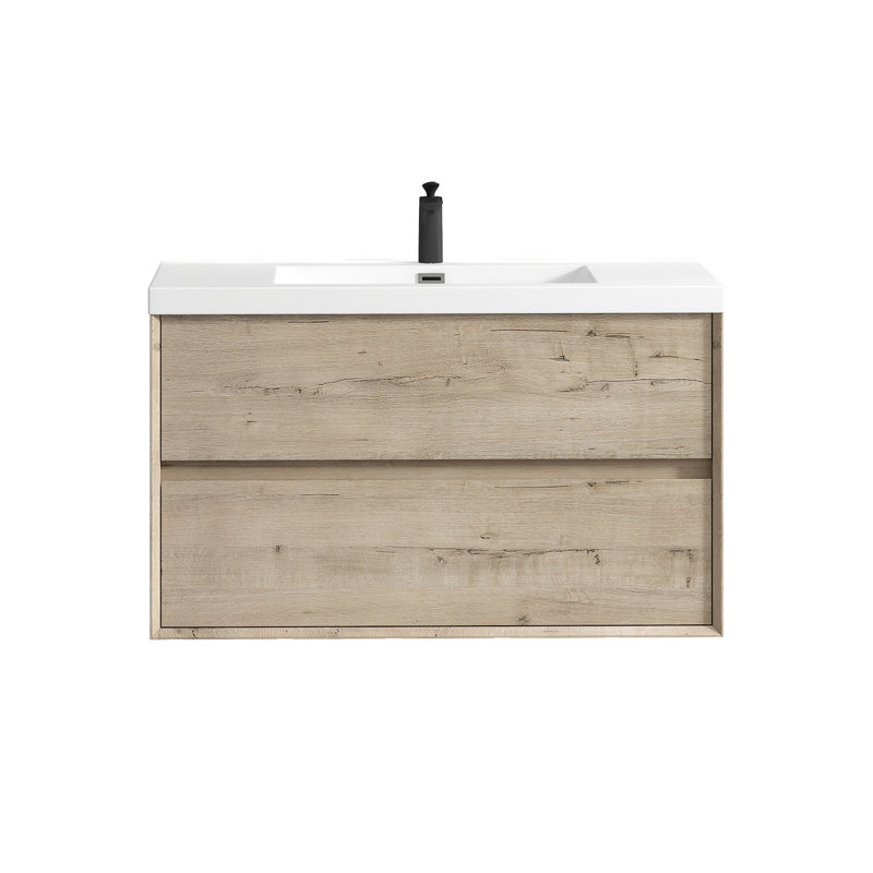 Seavy 41.7'' Single Bathroom Vanity with Acrylic Top, Gray