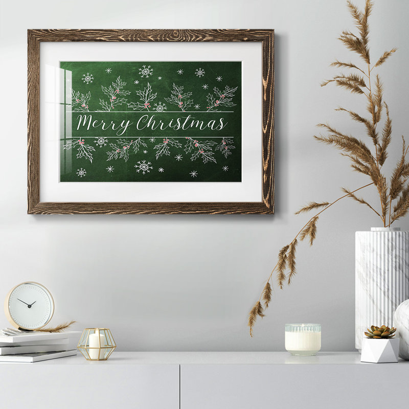 Merry Christmas Holly, reproduction d'art sur papier, Noyer, H 26 po x l 38 po x P 1,5 po