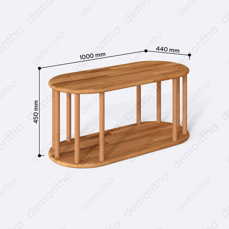 Table basse Kyoto, table basse minimaliste rectangulaire en bois de hêtre massif pour le salon