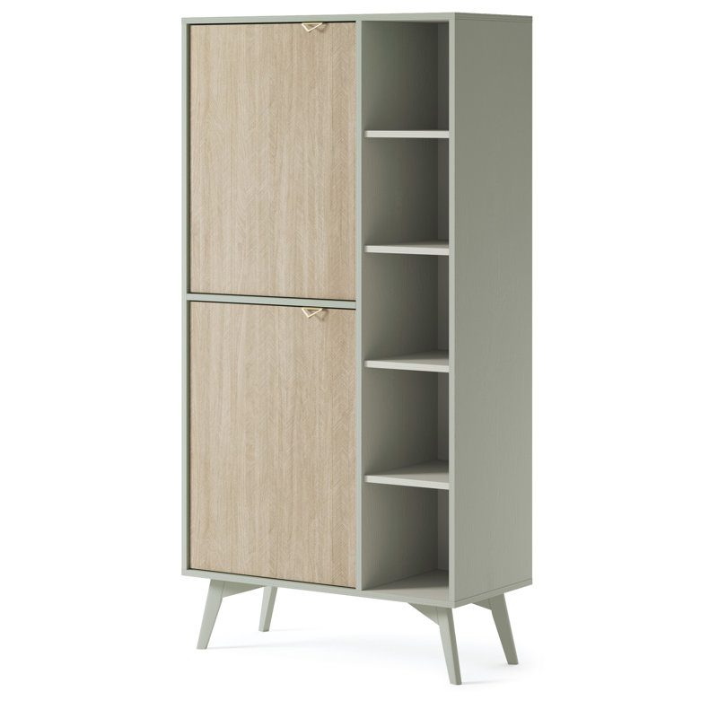 Amata 80cm Sideboard, Light Sage Matt/Oak Scandi