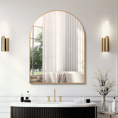 Miroir arqué en métal 30 po x 40 po, durable et élégant avec film incassable