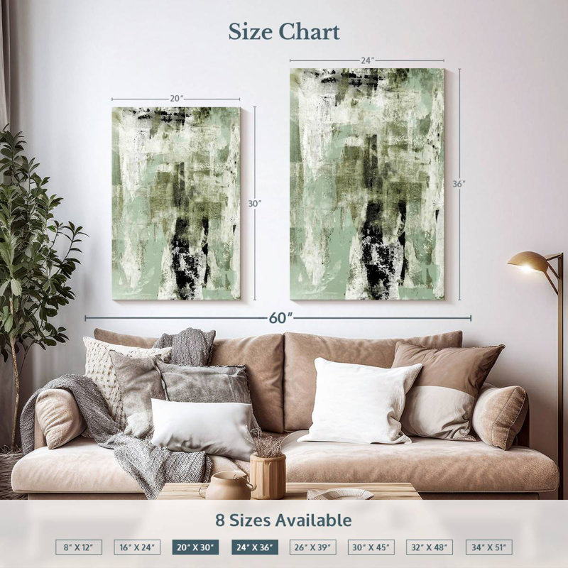Avery Sage Green Abstract, 36" H x 24" W