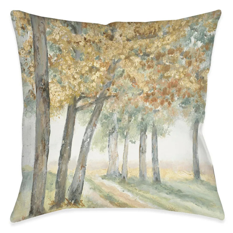 Golden Trees Square Decorative Pillow in Warm Earth Tones