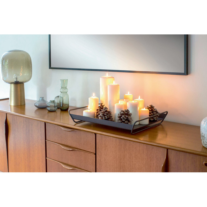 Alto Rectangle Decorative Tray, 3.5" H x 21" W x 15" D, Anthracite