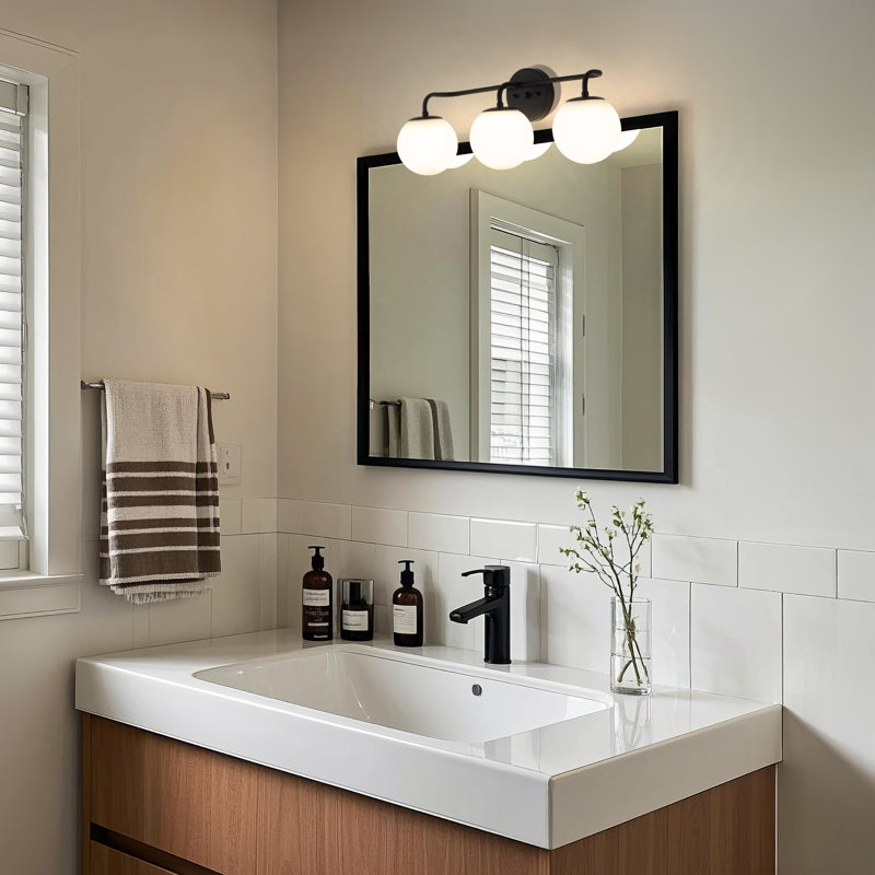 Ensemble de meuble-lavabo contemporain à 3 lumières Louis, Noir, Trois lumières