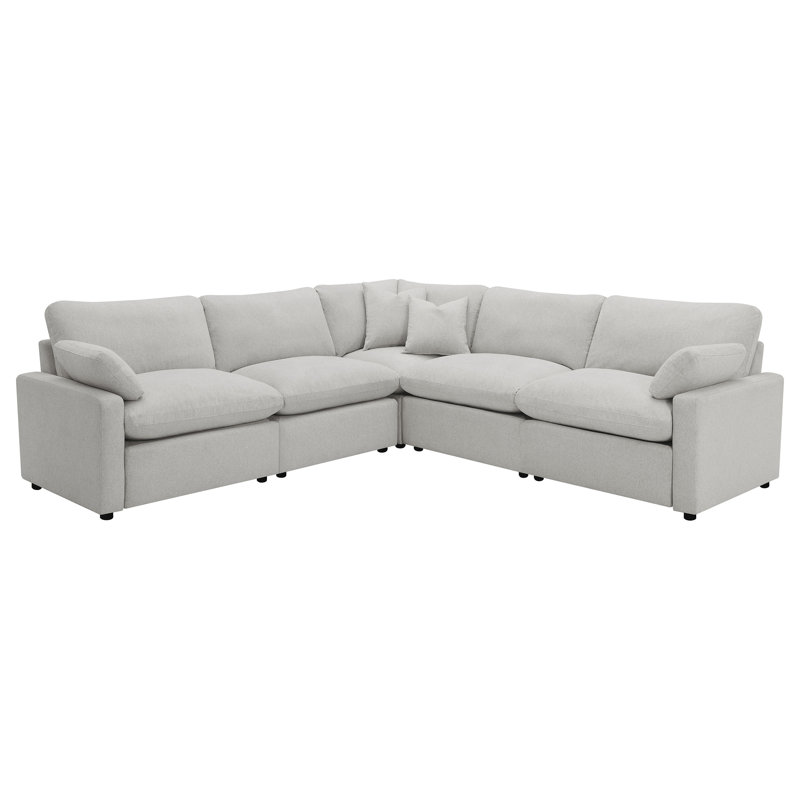 Canapé modulaire inclinable électrique 5 pièces Emmitsburg, Polyester gris