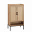 Armoire à chaussures avec portes en rotin, armoire de rangement à chaussures à 5 niveaux avec tablettes ouvertes