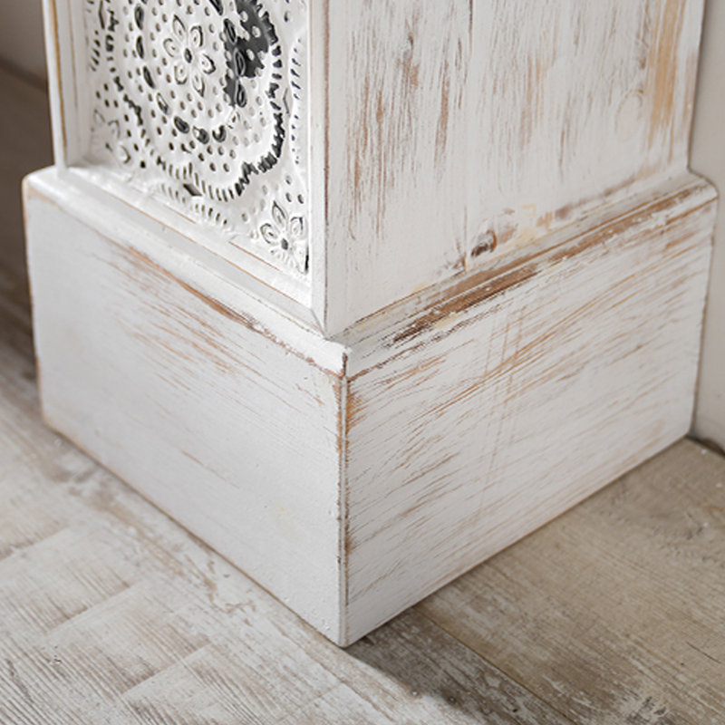 White Solid Wood Freestanding Fireplace