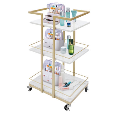 31.5"H Utility Trolley Metal Storage Rolling Barber Cart
