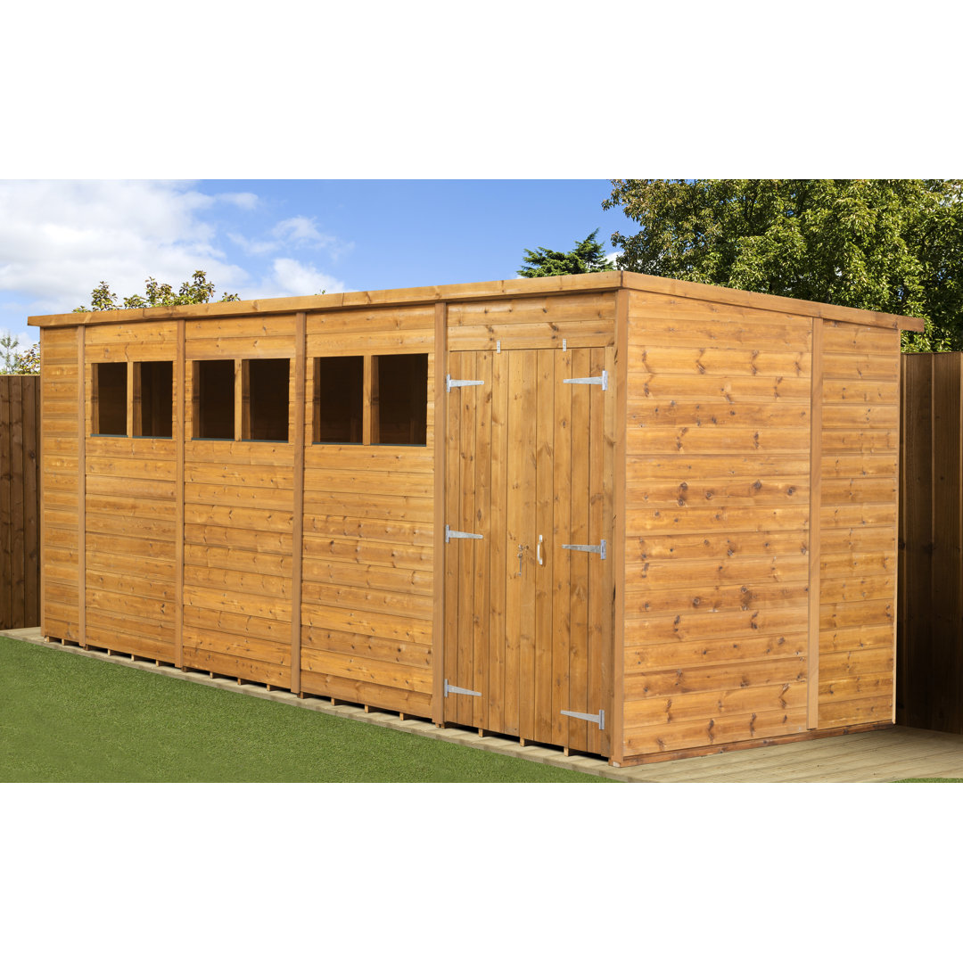 Modular Pent Garden Shed  18X6   Double Door Windows