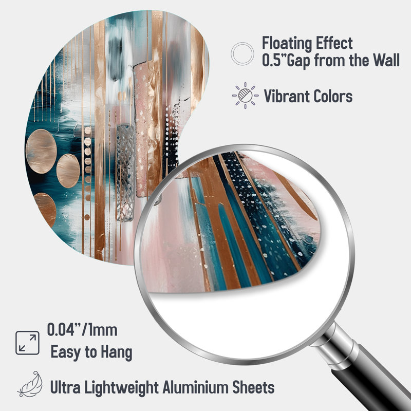 Soft Colors Shapes And Lines Marble IV - Unique Shape Abstract Marble Metal Wall Art, Asymmetrical Metal Wall Sculpture Print