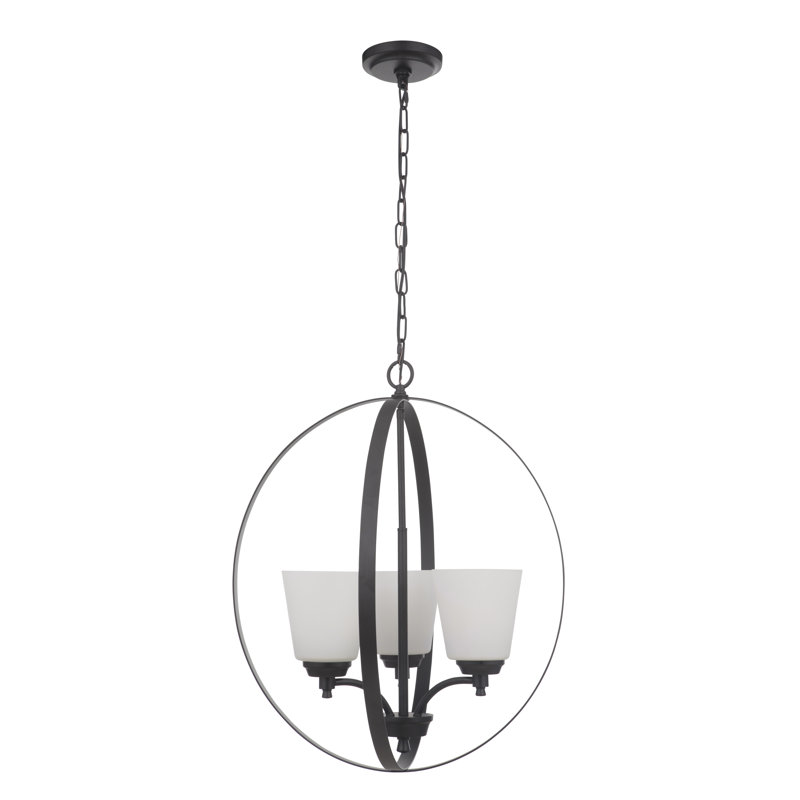 Gheorghe 3 - Light Dimmable Globe Chandelier, Clear Seeded, Flat Black