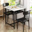 3-Piece Square Dining Table Set, Retro Farmhouse Style Small Kitchen Table And Chairs Set With MDF Table Top And Metal Frame, Space-Saving Bar Table Set For 2 With Wine Rack, For Small Space, Dining Room, Apartment-2071416865
