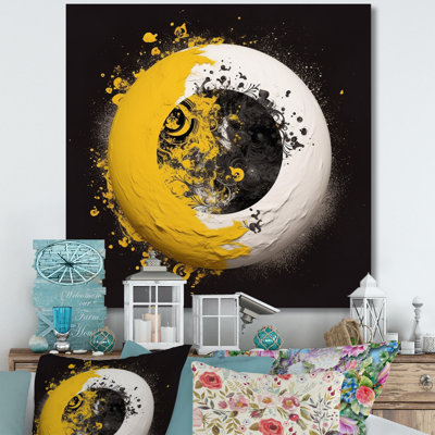 Yellow White Yin And Yang On Canvas Print